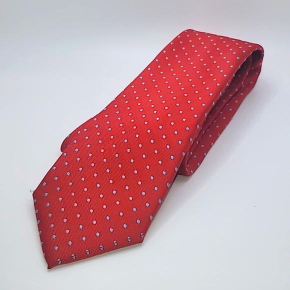 ALEXANDER JULIAN Red Blue Polka Dots Men's Tie - Picture 1 of 4